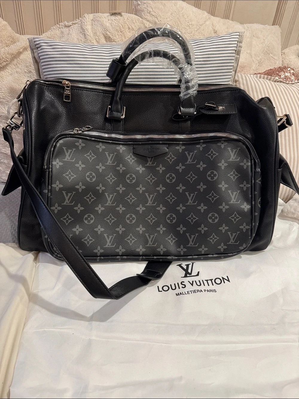 Louis Vuitton Black Monogram Canvas & Leather Travel Duffel